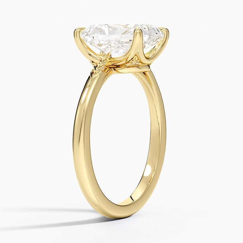 Laurel Engraved Ring - Radiant Cut Center Stone