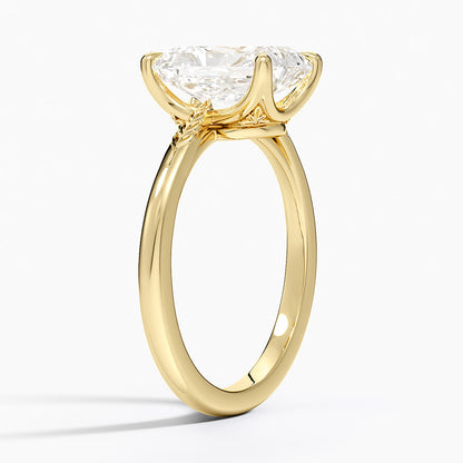 Laurel Engraved Ring - Radiant Cut Center Stone