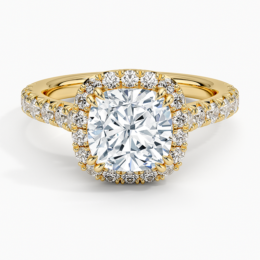 Sienna Halo Half Coverage Diamond Ring (2/3 ct. tw.) - Cushion Cut Center Stone