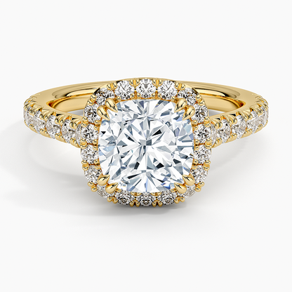 Sienna Halo Half Coverage Diamond Ring (2/3 ct. tw.) - Cushion Cut Center Stone