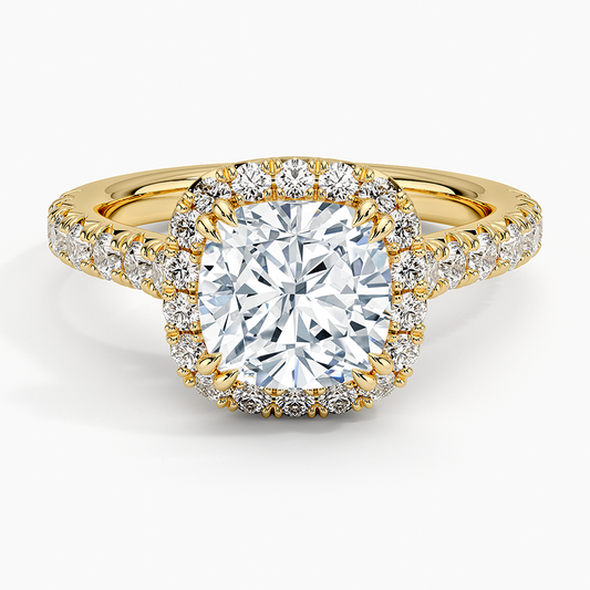 Sienna Halo Half Coverage Diamond Ring (2/3 ct. tw.) - Cushion Cut Center Stone