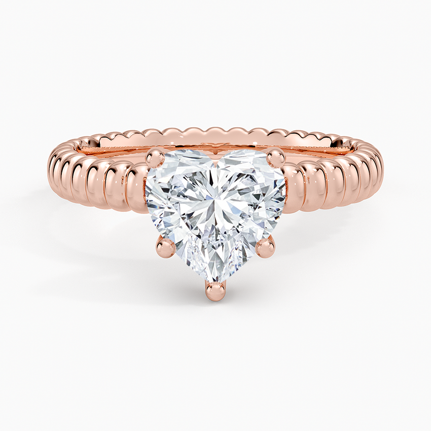 Petra Textured Solitaire Ring - Heart Center Stone