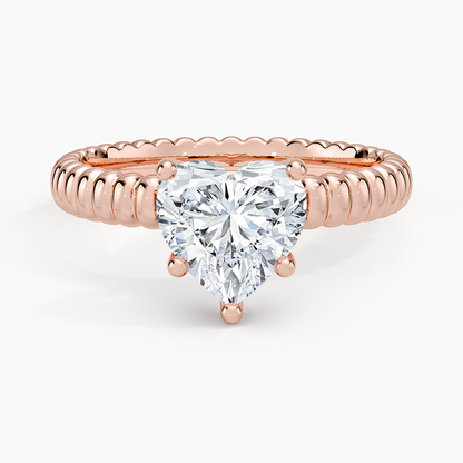 Petra Textured Solitaire Ring - Heart Center Stone