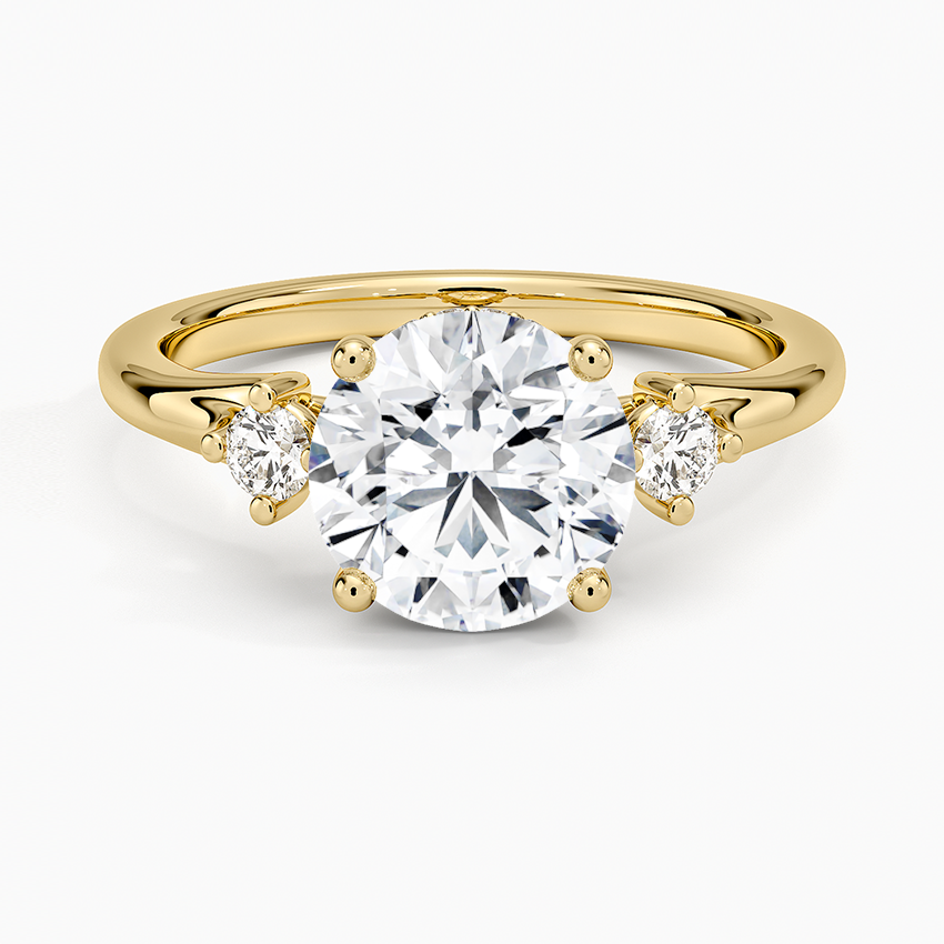Floating Three Stone Diamond Ring - Round Center Stone