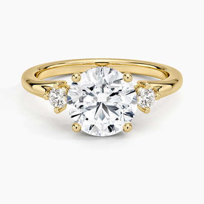 Floating Three Stone Diamond Ring - Round Center Stone