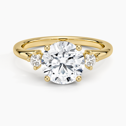 Floating Three Stone Diamond Ring - Round Center Stone