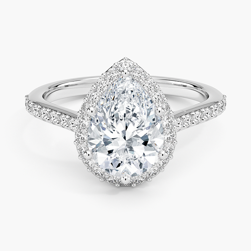 Halo Diamond Ring with Side Stones (1/3 ct. tw.) - Pear Center Stone