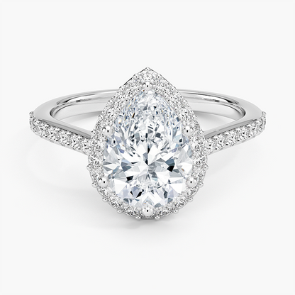 Halo Diamond Ring with Side Stones (1/3 ct. tw.) - Pear Center Stone