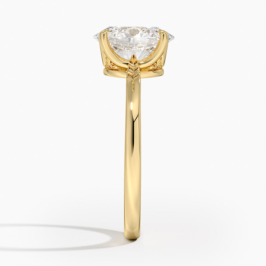 Laurel Engraved Ring - Oval Cut Center Stone