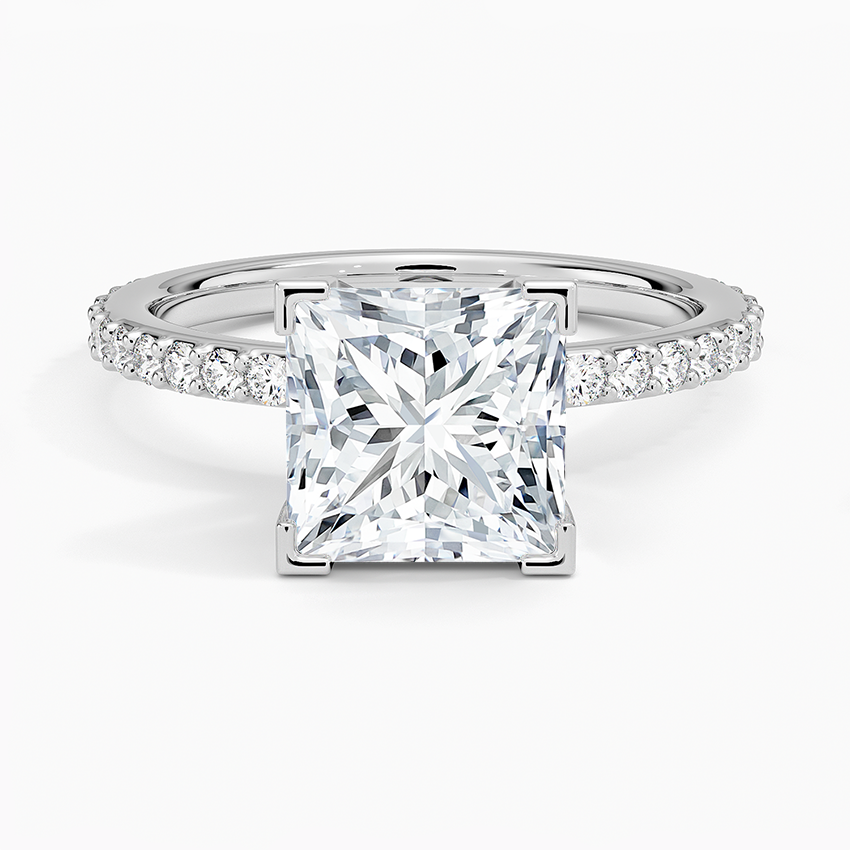 Petite Shared Prong Three-Quarter Coverage Diamond Ring (1/3 ct. tw.) - Princess Cut Center Stone