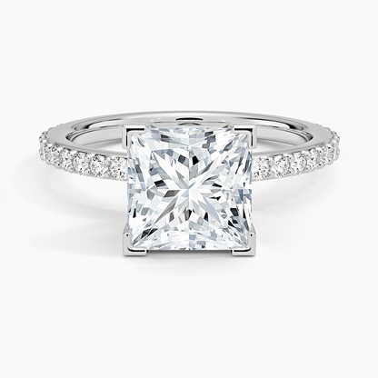 Petite Shared Prong Three-Quarter Coverage Diamond Ring (1/3 ct. tw.) - Princess Cut Center Stone