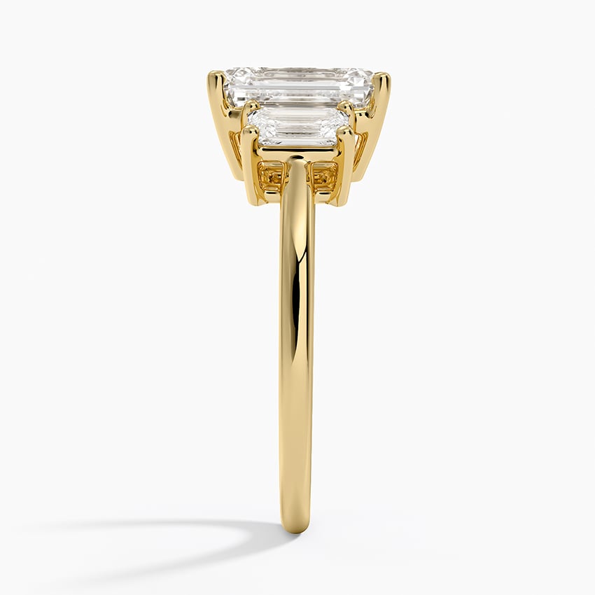 Luxe Rhiannon Three Stone Diamond Ring (3/4 ct. tw.) - Emerald Cut Center Stone