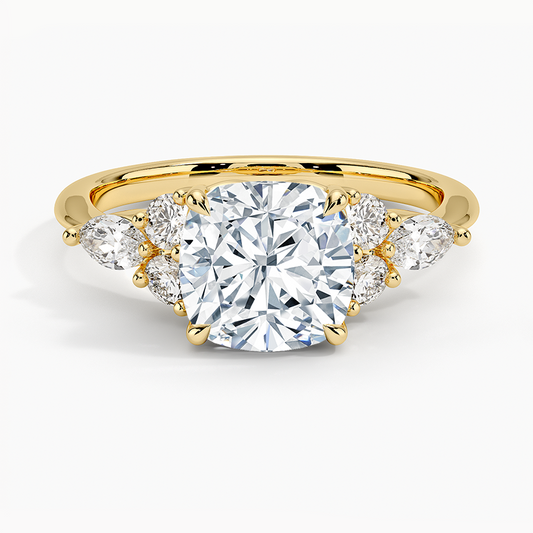 Luxe Nadia Diamond Ring - Cushion Cut Center Stone