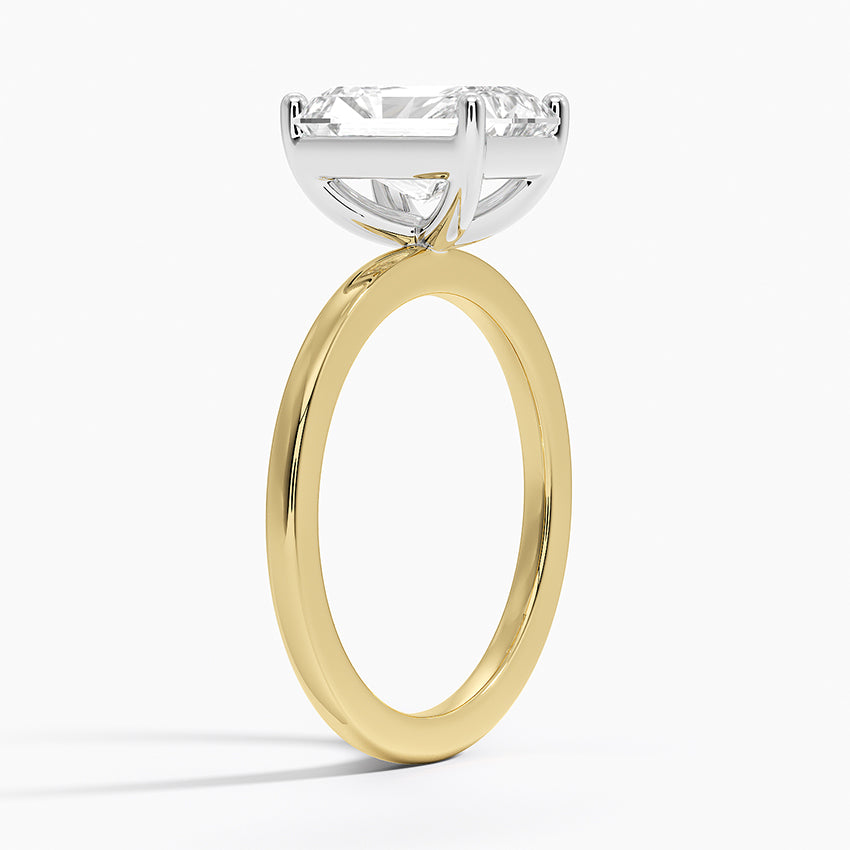 Platinum Mixed Metal Perfect Fit Solitaire Ring - Radiant Cut Center Stone