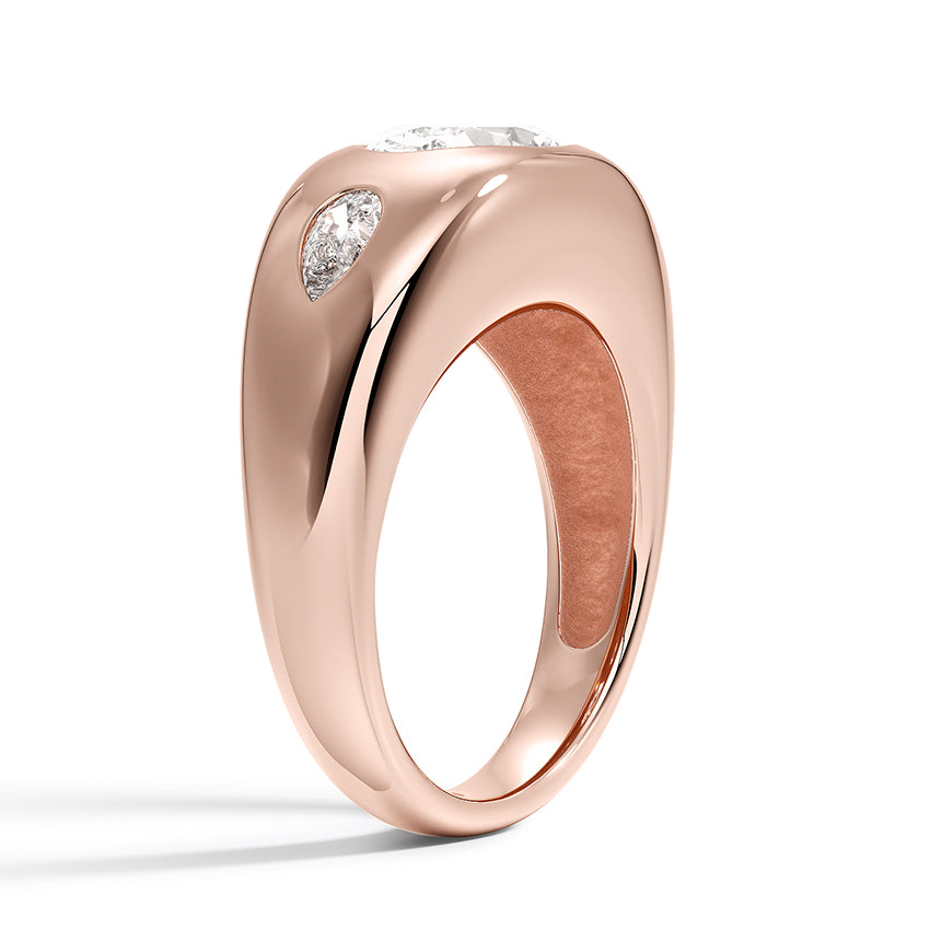 Sloane Flush Set Three Stone Diamond Dome Ring