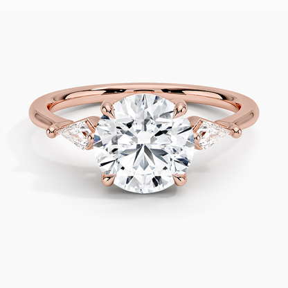 Cometa Three Stone Diamond Ring - Round Center Stone