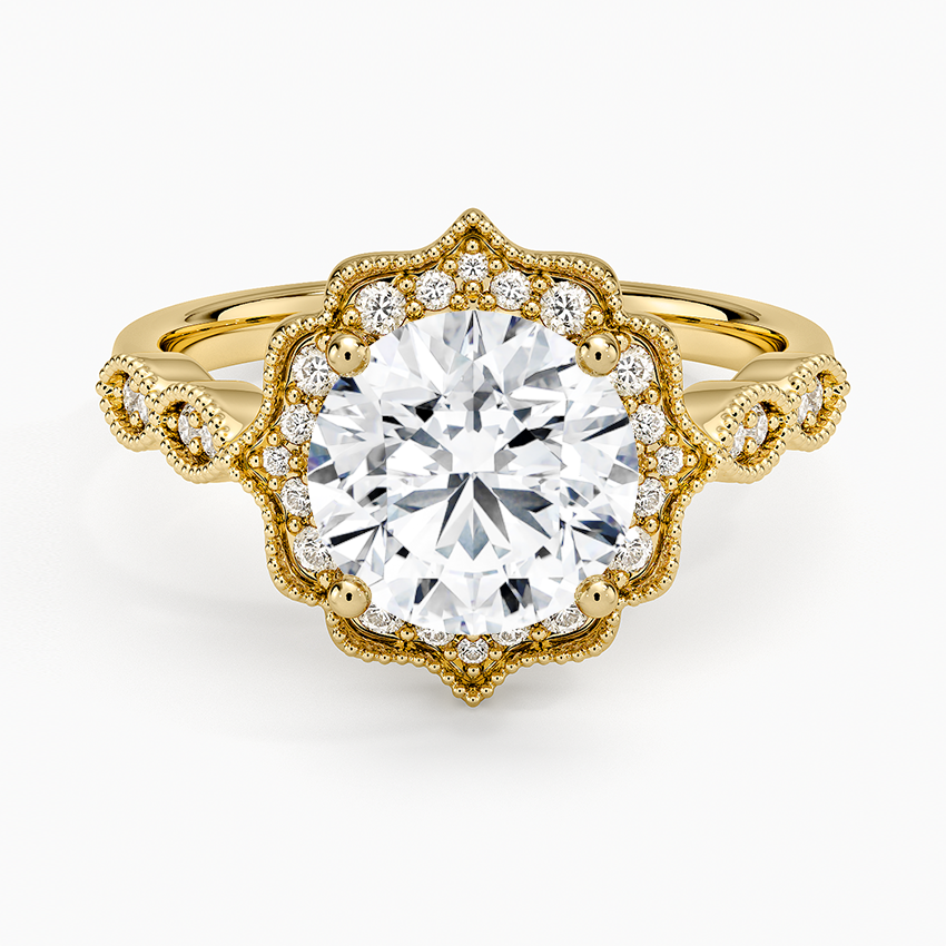 Cadenza Halo Diamond Ring - Round Center Stone