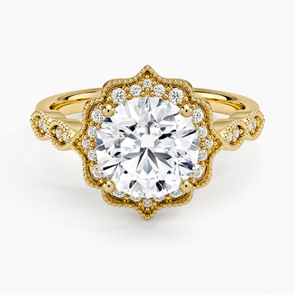 Cadenza Halo Diamond Ring - Round Center Stone