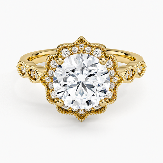 Cadenza Halo Diamond Ring - Round Center Stone