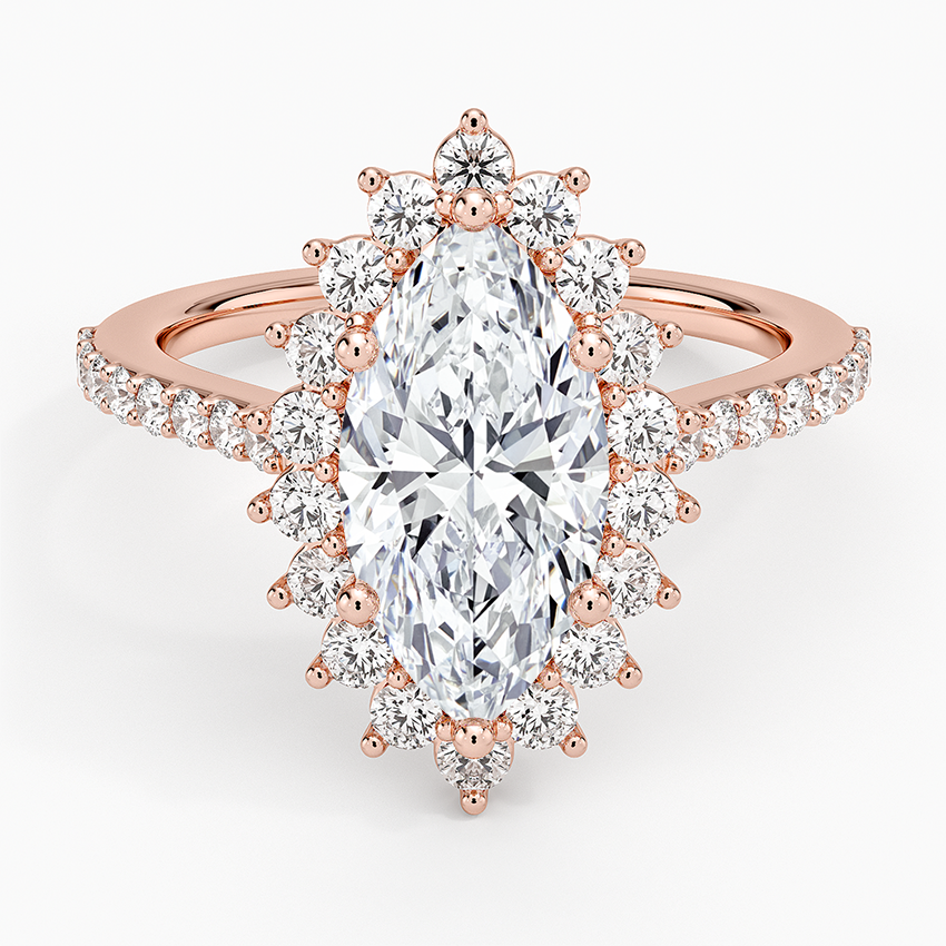 Luxe Sunburst Halo Diamond Ring (1/2 ct. tw.) - Marquise Center Stone