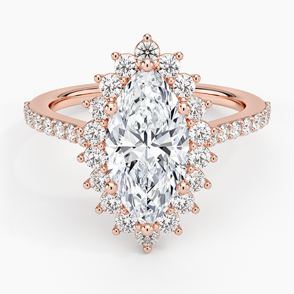 Luxe Sunburst Halo Diamond Ring (1/2 ct. tw.) - Marquise Center Stone