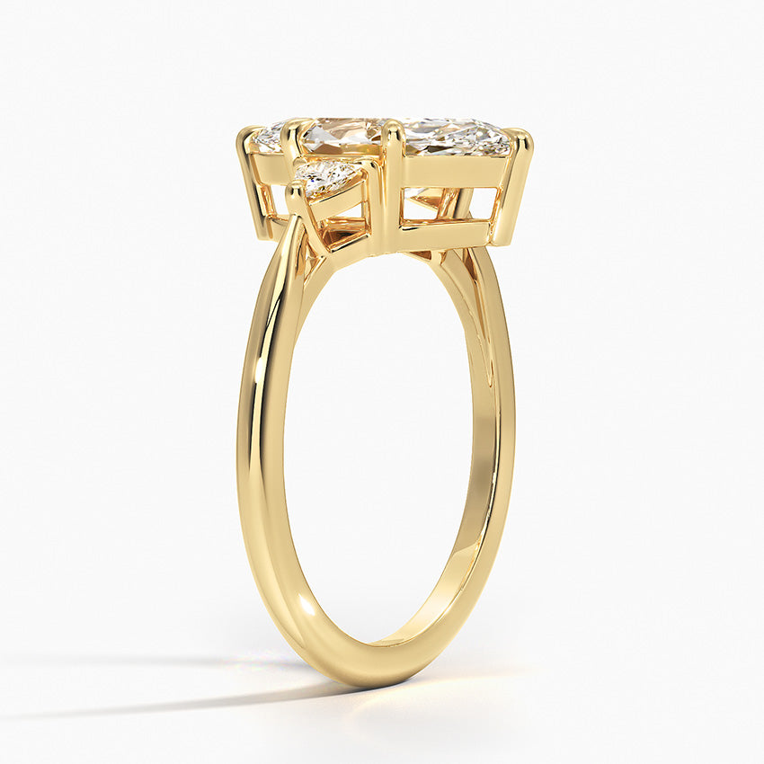 Trillion Cut Three Stone Diamond Ring - Marquise Cut Center Stone