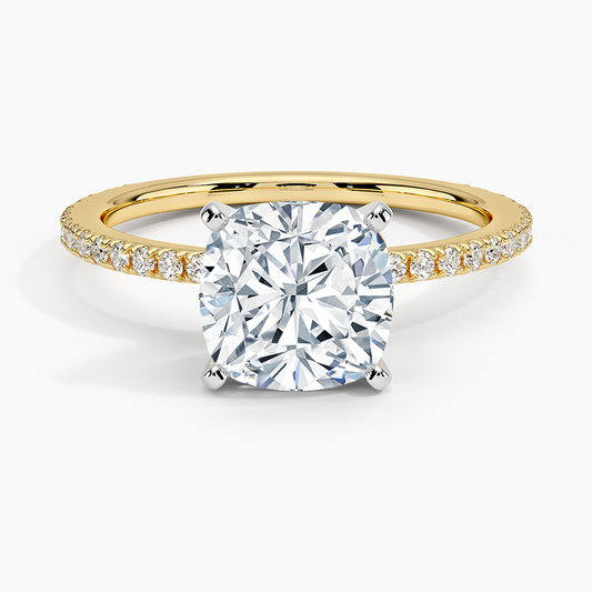 Ballad Three-Quarter Coverage Diamond Ring (1/4 ct. tw.) - Cushion Cut Center Stone