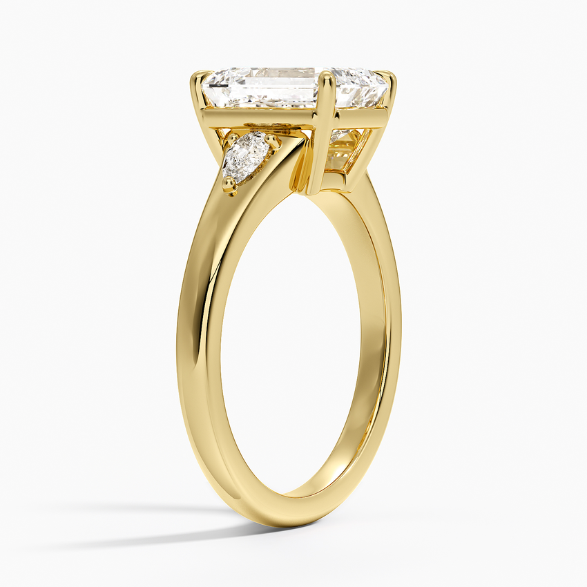 Aria Three Stone Signet Diamond Ring (1/4 ct. tw.) - Emerald Cut Center Stone