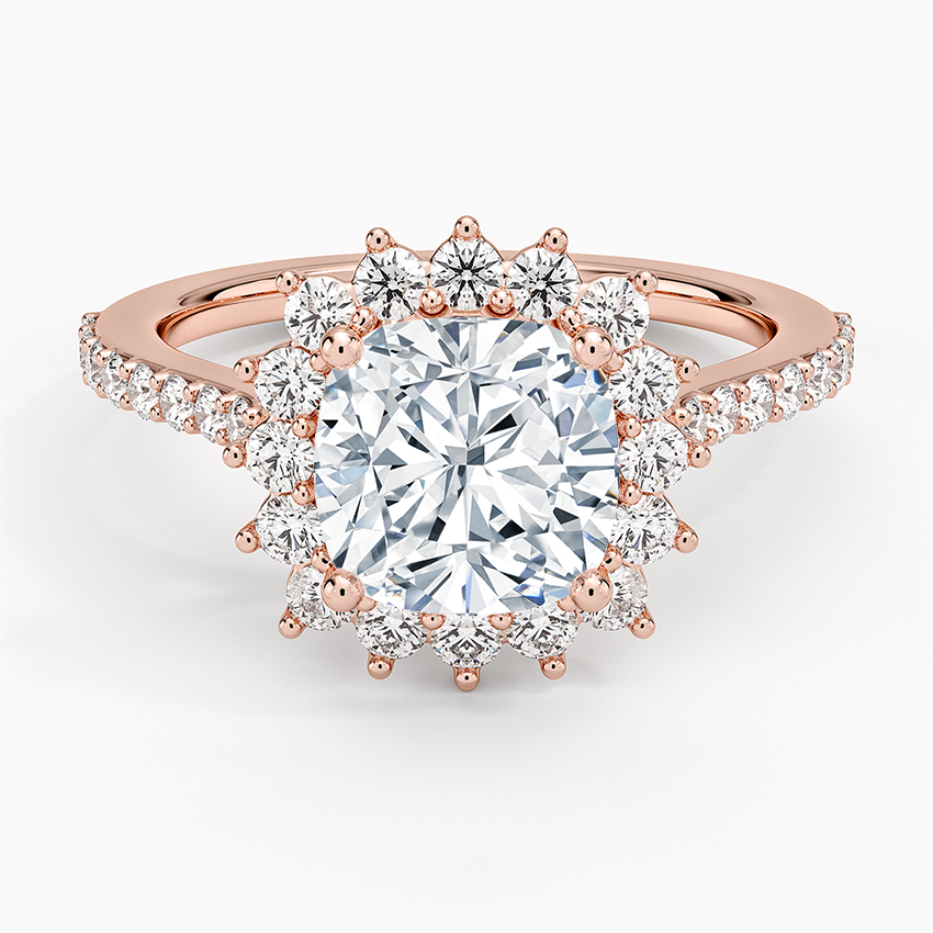 Luxe Sunburst Halo Diamond Ring (1/2 ct. tw.) - Cushion Cut Center Stone
