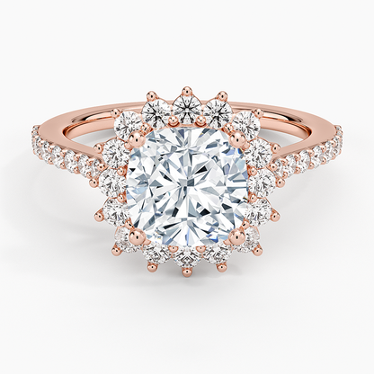 Luxe Sunburst Halo Diamond Ring (1/2 ct. tw.) - Cushion Cut Center Stone