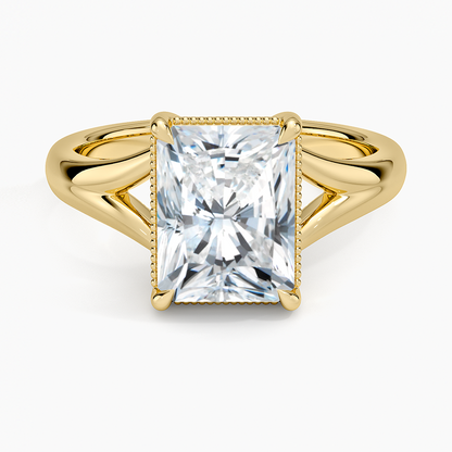 Cora Split Shank Solitaire Ring - Radiant Cut Center Stone