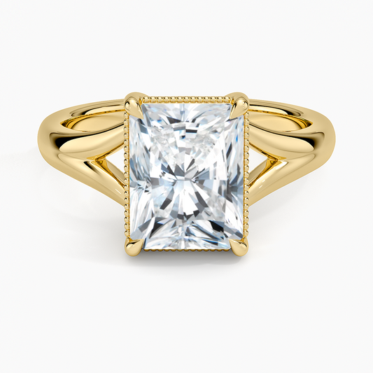 Cora Split Shank Solitaire Ring - Radiant Cut Center Stone