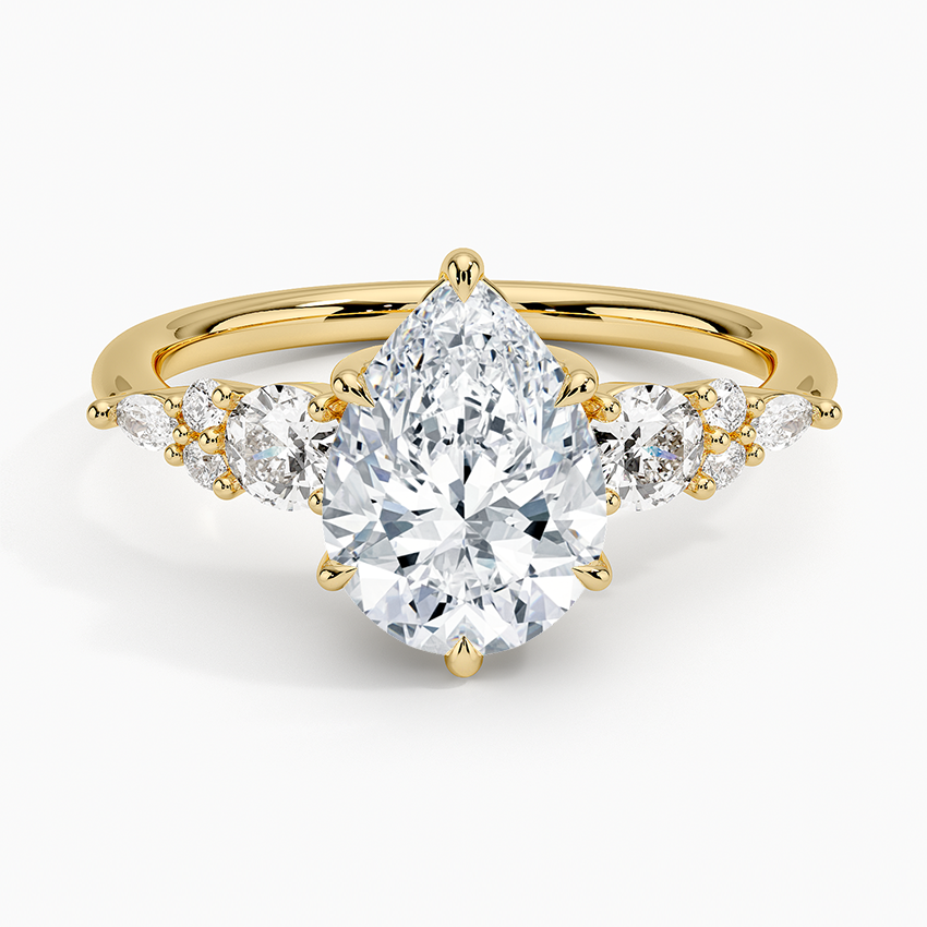 Nadia Three Stone Diamond Ring - Pear Center Stone