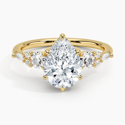 Nadia Three Stone Diamond Ring - Pear Center Stone