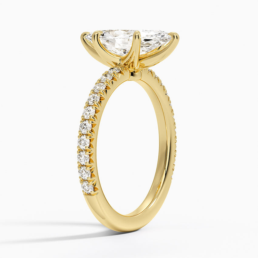 Amelie Three-Quarter Coverage Diamond Ring - Marquise Center Stone