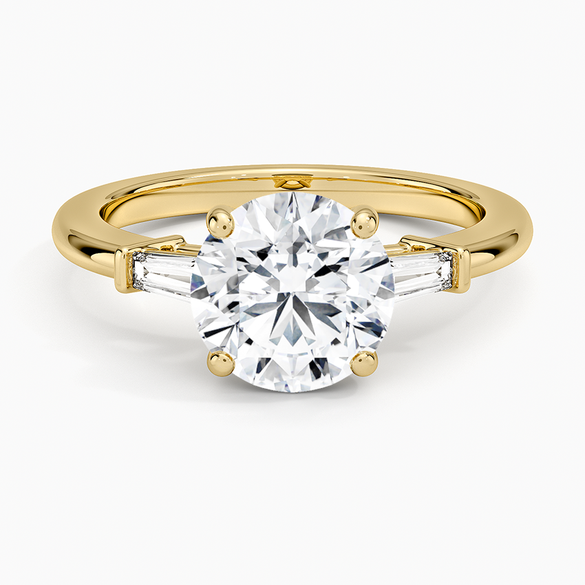 Symphony Tapered Baguette Three Stone Diamond Ring (1/5 ct. tw.) - Round Cut Center Stone