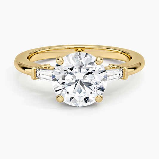 Symphony Tapered Baguette Three Stone Diamond Ring (1/5 ct. tw.) - Round Cut Center Stone