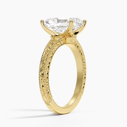 Hudson Engraved Ring - Radiant Cut Center Stone