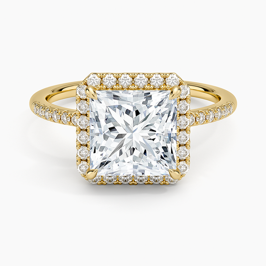 Cambria Halo Diamond Ring - Princess Cut Center Stone