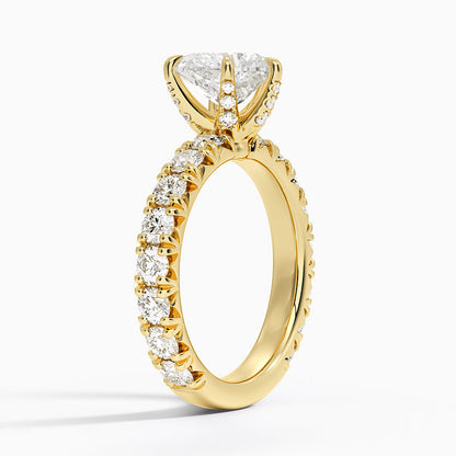 Ellora Three-Quarter Coverage Diamond Ring - Heart Center Stone