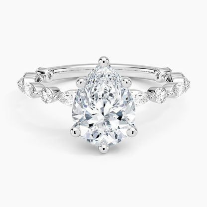 Versailles Three-Quarter Coverage Diamond Ring (1/2 ct. tw.) - Pear Center Stone