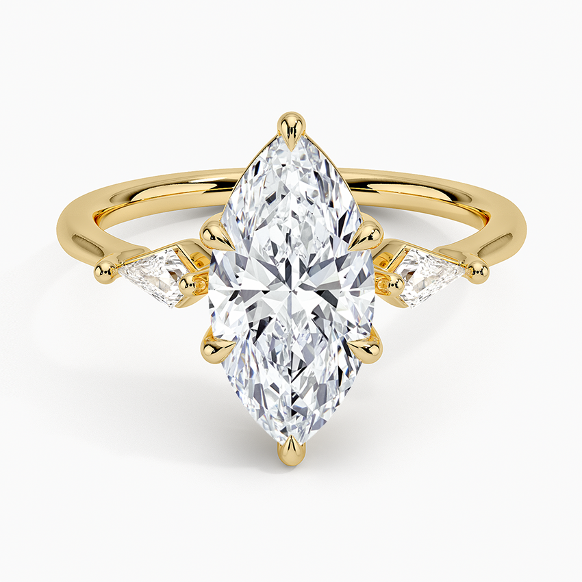 Cometa Three Stone Diamond Ring - Marquise Center Stone