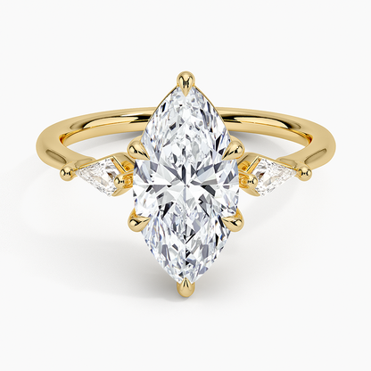 Cometa Three Stone Diamond Ring - Marquise Center Stone