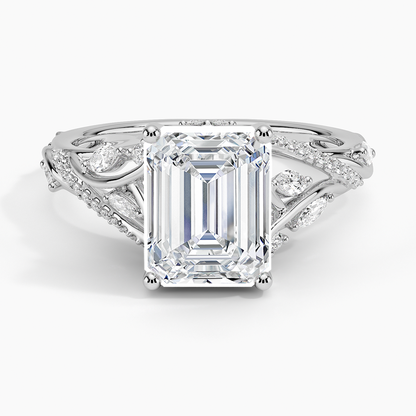 Begonia Vine Diamond Ring (1/2 ct. tw.) - Emerald Cut Center Stone
