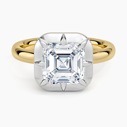 Harper Mixed Metal Solitaire Ring - Asscher Cut Center Stone