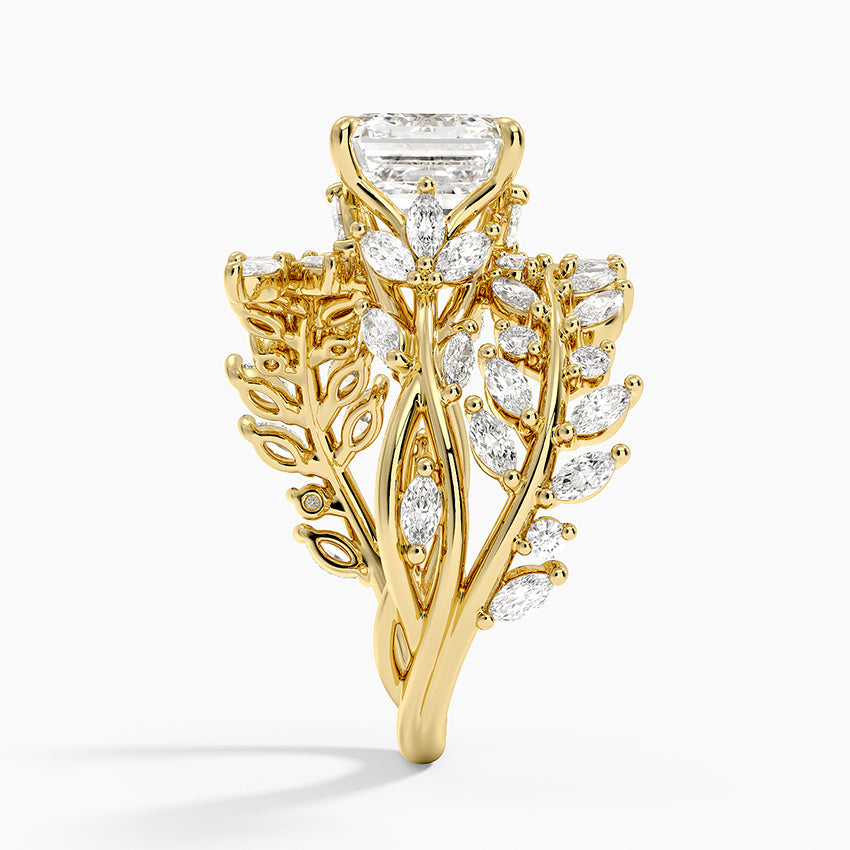 Secret Garden Wrap Diamond Ring - Asscher Cut Center Stone