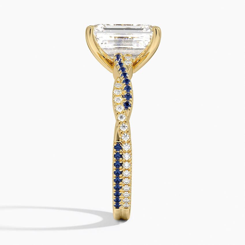 Petite Luxe Twisted Vine Sapphire and Diamond Ring (1/8 ct. tw.) - Emerald Cut Center Stone