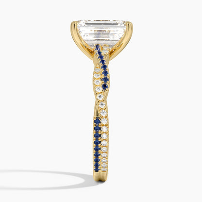 Petite Luxe Twisted Vine Sapphire and Diamond Ring (1/8 ct. tw.) - Emerald Cut Center Stone