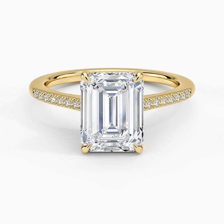 Lissome Half Coverage Diamond Ring - Emerald Cut Center Stone