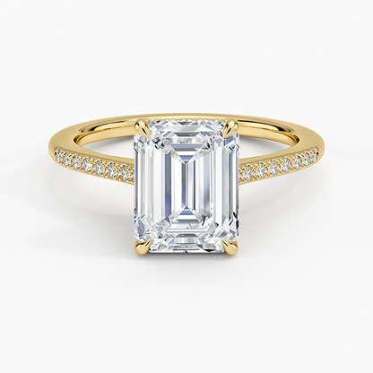 Lissome Half Coverage Diamond Ring - Emerald Cut Center Stone